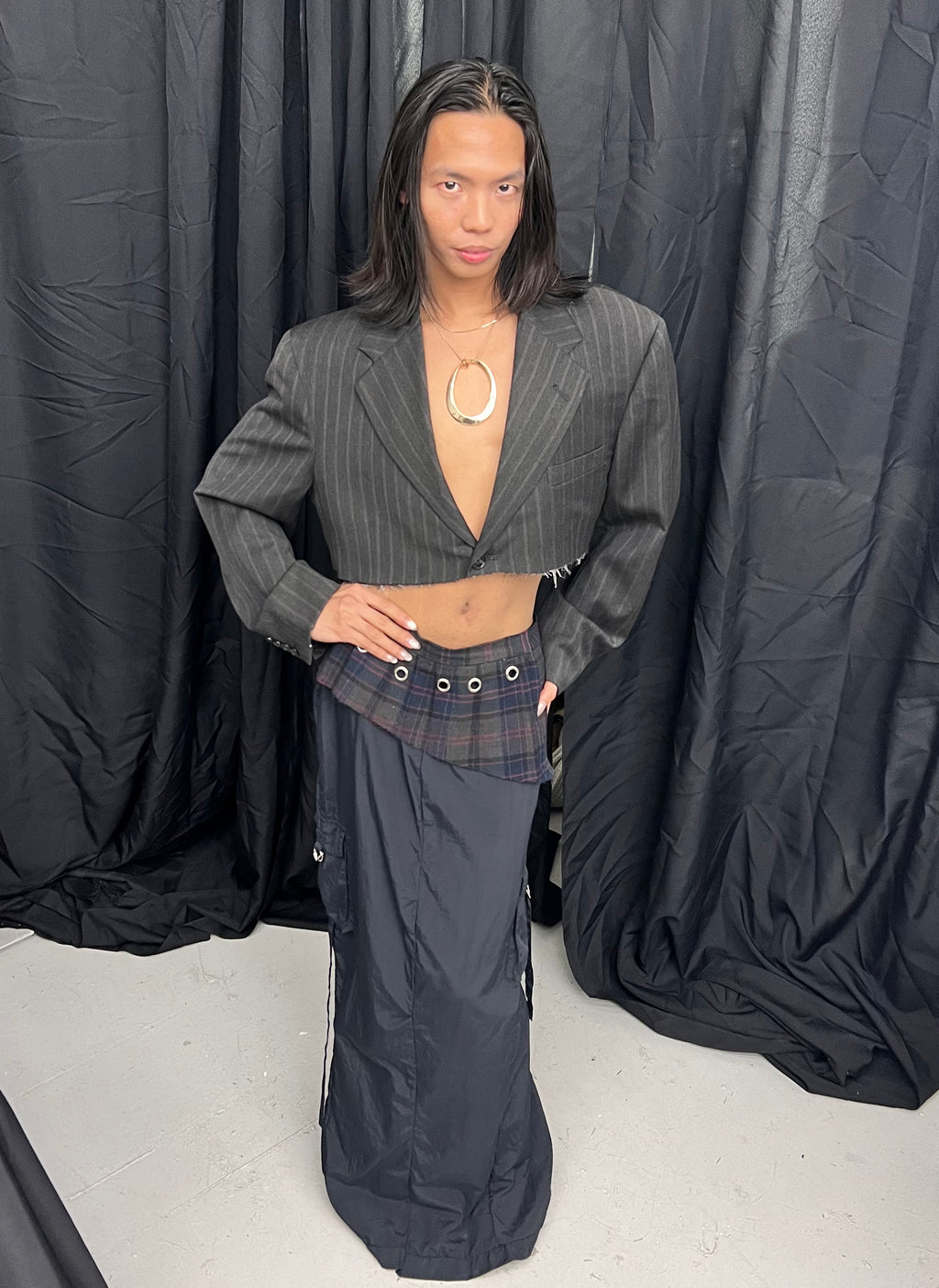 Wool Plaid skirt belt