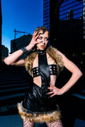 Leather cross top